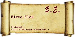 Birta Elek névjegykártya